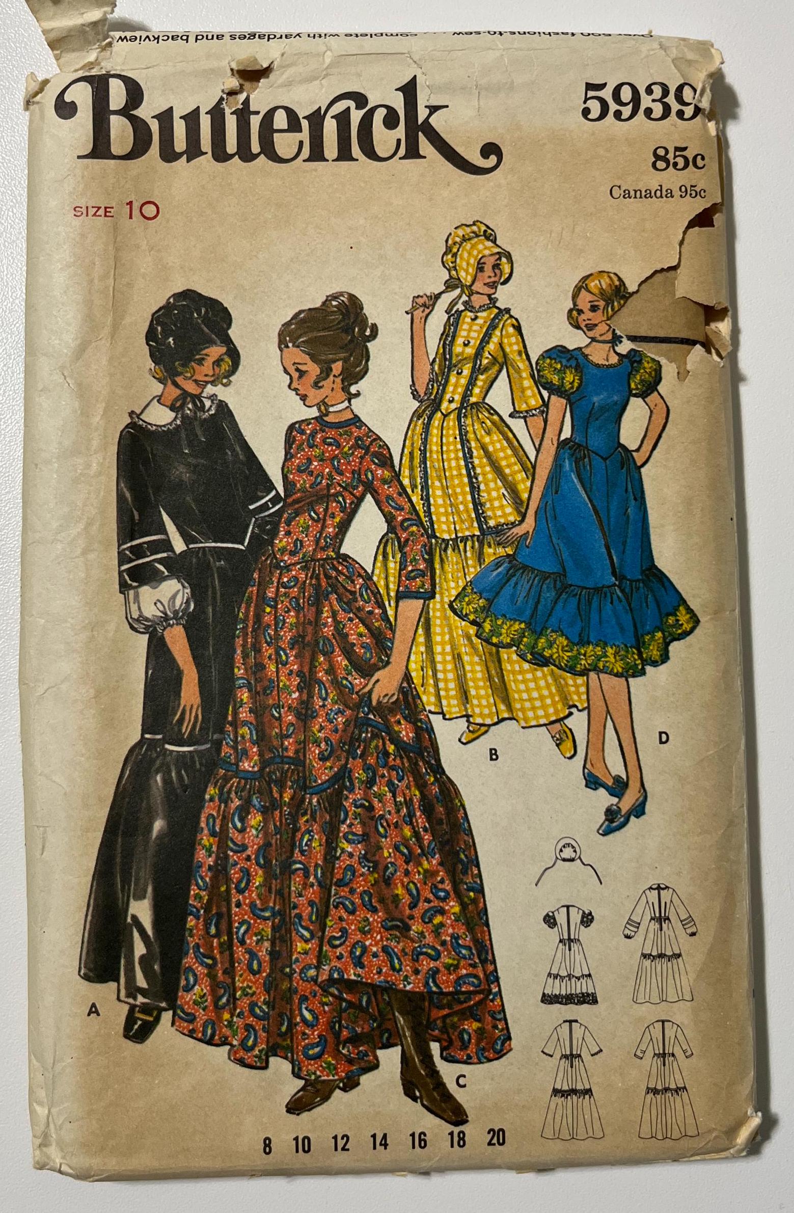 Frontier Design Pattern 1975 Vintage Frontier Costume Sewing Pattern Butterick 5939 Size 10 - Etsy