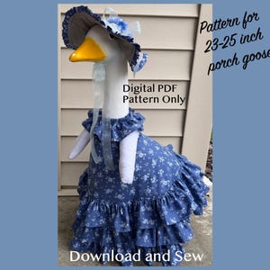 Digital PDF Sewing Pattern - 23" Porch Goose Ruffle Dress with Hat