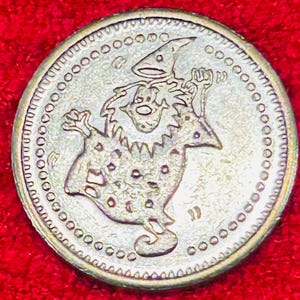 1980s Vintage 2-Sided Good Luck Token – Dancing Wizard, Horseshoe 5-Pointed Star - 1980s memorabilia