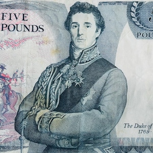 1973–1980 UK 5 Pounds Banknote – Vintage britisches Papiergeld – Bank of England Note mit dem Herzog von Wellington