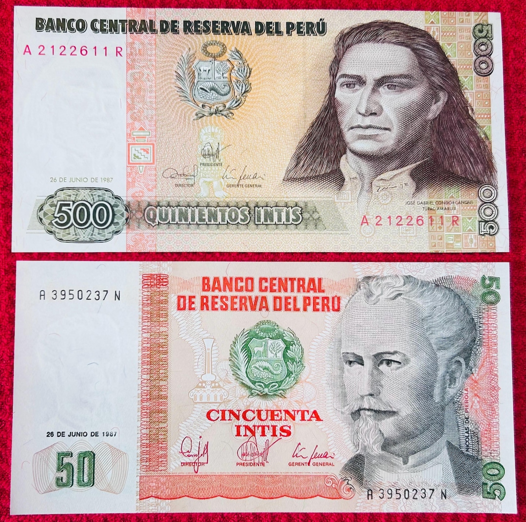 1987 Peru Intis Banknote Lot – 50 & 500 Intis Notes | Vintage Peruvian ...