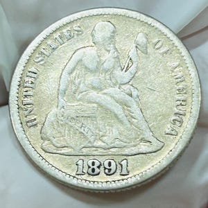 1891 Seated Liberty Silver Dime: 90% Silver, Final Year Collectible
