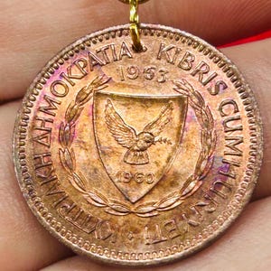 Handmade Cyprus Coin Pendant Necklace: Vintage Mediterranean Jewelry