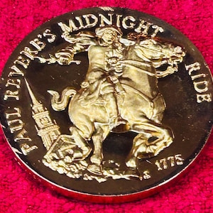 24K GP Paul Revere&#39;s Midnight Ride-medaille – vintage Amerikaanse geschiedenis