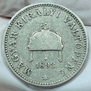 1893 Hungary 20 Filler Coin – Vintage Austro-Hungarian Coin – Historic Hungarian Currency for Collectors