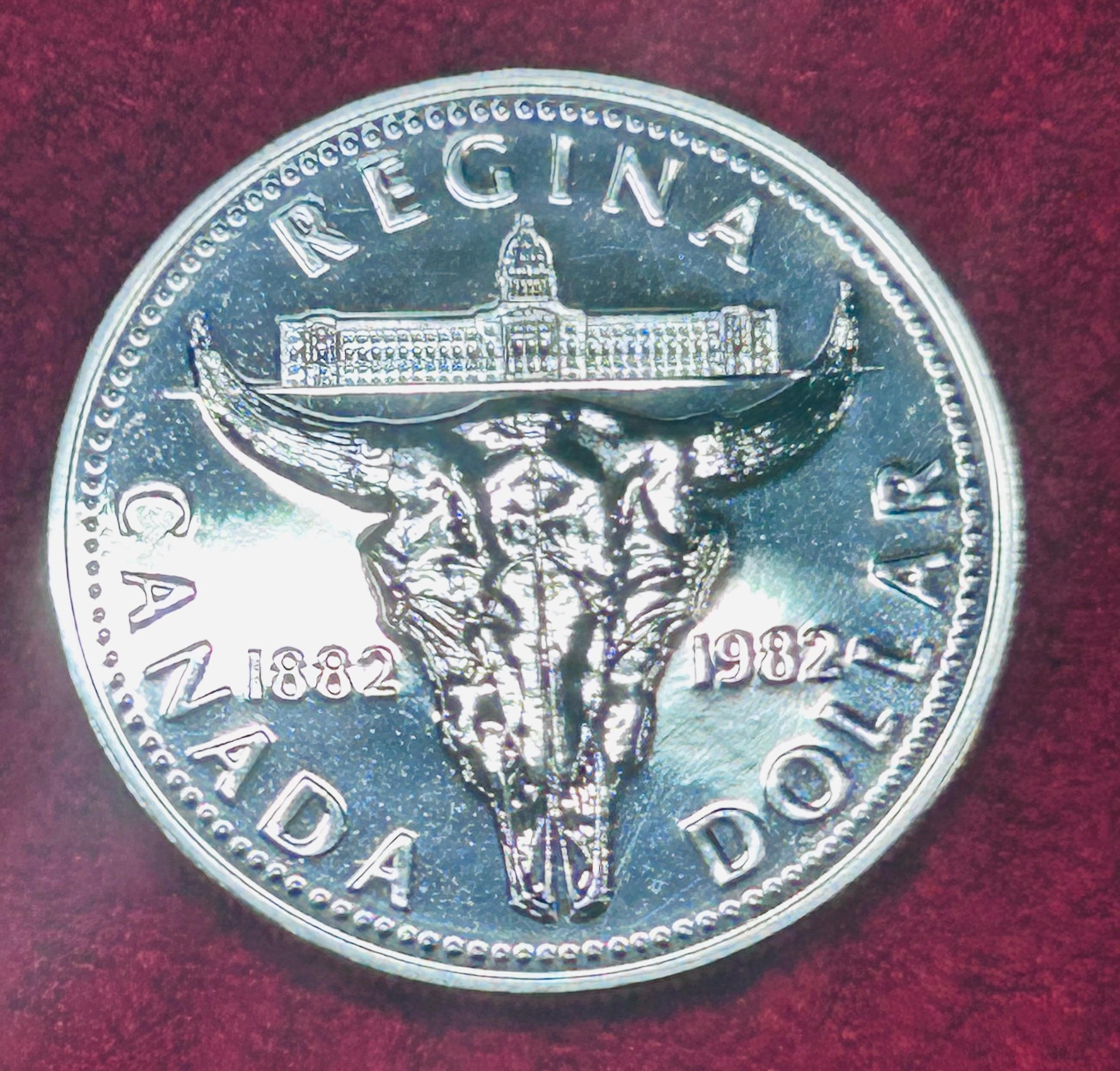 1982 Canada Regina Centennial Silver Dollar – Cattle Skull