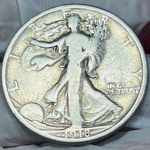 1918 S Walking Liberty Silver Half Dollar – Early Date 90% Silver 1/2 Dollar – Vintage U.S. Half Dollar Collectible