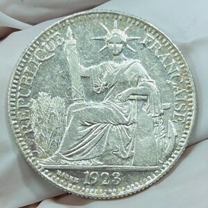 1923 French Indochina Silver Coin: Colonial Asia Collectible (.680 Silver)