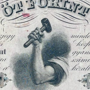 1852 Ungarn 5 Forint Banknote – Regierung im Exil - Seltenes Papiergeld aus der Habsburger Zeit vor 1867 für Sammler