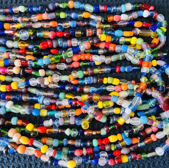 30" Handmade Mixed Color India Seed Bead Necklace - Multicolor Bead Jewelry - Unique Boho Necklace - Artisan Bead Strand