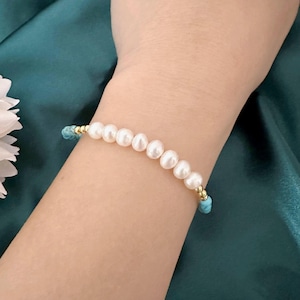 Turquoise Pearl Necklace /Bracelet – Handcrafted Turquoise Gemstone Necklace, Unique Bridal, Daily Jewelry, Statement Necklace, Gift for her