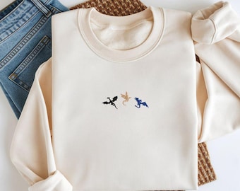 Moletom Fourth Wing Embroidered Tiny Dragons, presente literário do Basgiath War College
