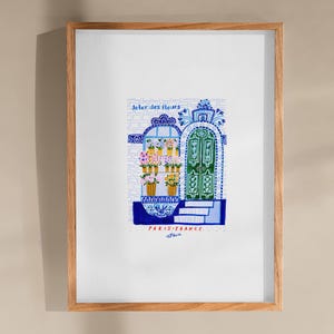 Mercato dei fiori di Parigi Wall Art di H Miller Ink / Stampa artistica illustrata Disegno di Parigi / Arredamento francese / Arte francese minimalista / Arte per gli amanti dei fiori