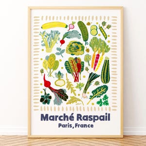 Stampa artistica con illustrazione incorniciata del mercato di Parigi di H Miller Ink / Arte murale disegnata a mano, arredamento alla moda per la casa, regalo unico per inaugurazione della casa per gli amanti dei viaggi