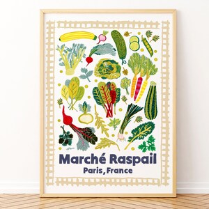 Stampa artistica con illustrazione del mercato di Parigi di H Miller Ink / Arte vegetale / Arte murale incorniciata per la cucina / Regalo per amanti dei viaggi, amanti delle piante, giardinieri