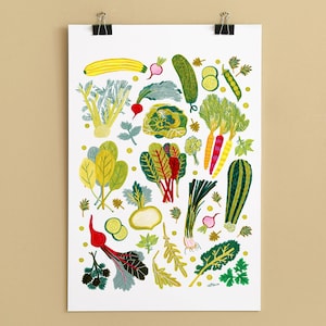 Stampa artistica illustrata "Orto" di H Miller Ink / Illustrazione di ortaggi, decorazione murale per cucina e soggiorno / Regalo per gli amanti del giardino