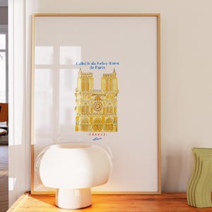 Framed Notre Dame Paris Travel Wall Art Print by H Miller Ink | Hand Drawn France Travel Poster, Travel Wall Decor, Travel Lover Gift Idea