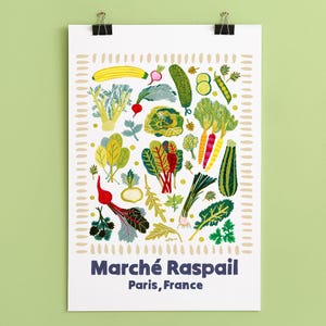 Stampa artistica "Mercato ortofrutticolo" di H Miller Ink / Arte vegetale, Illustrazione naturalistica / Decorazione murale da viaggio, Decorazione murale da cucina, Regalo per gli amanti del giardino