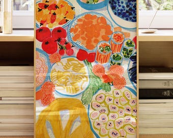 Charcuterie Art Print Illustrated by H Miller Ink, Hand Drawn Veg + Fruit Artwork, Food Poster, Dining & Kitchen Wall Decor, Size 8x10-24x36