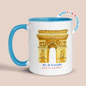 Paris Traveler Ceramic Mug by H Miller Ink | Hand Drawn Arc de Triomphe Coffee Mug, Kitchen Cup, Mug Gift for Travel Lovers, France Souvenir