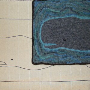 Whale Rug Hooking PATTERN on monks cloth or primitive linen image 2