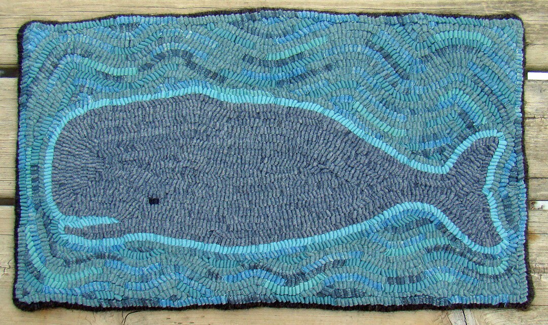 Folk Art Whale Rug Hooking PATTERN on Monks Cloth or Primitive Linen - Etsy