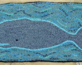 Whale Rug Hooking PATTERN on monks cloth or primitive linen