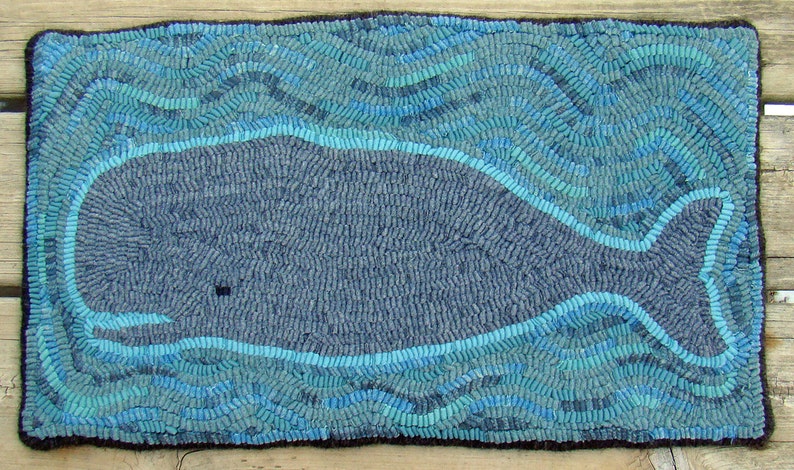 Whale Rug Hooking PATTERN on monks cloth or primitive linen image 1