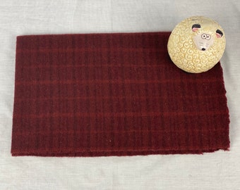 Be Still My Heart, red plaid mill dyed fat 1/4 yd 100% wool for rug hooking, applique, penny rugs, quilting