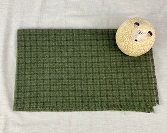 Fiddlehead, green plaid mill dyed fat 1/4 yd 100% wool for rug hooking, applique, penny rugs, quilting