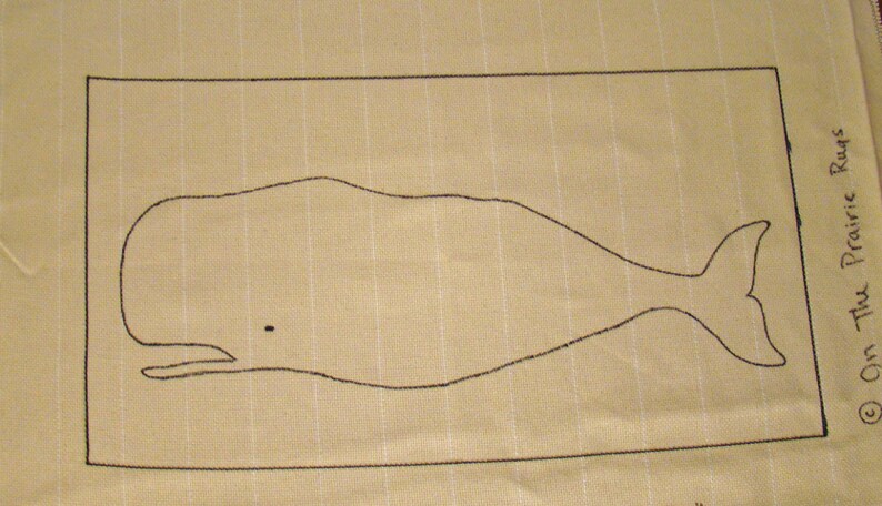 Whale Rug Hooking PATTERN on monks cloth or primitive linen image 3