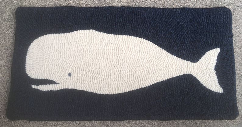 Whale Rug Hooking PATTERN on monks cloth or primitive linen image 4