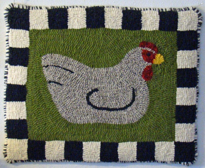 Hen Rug Hooking PATTERN on Monks Cloth or Unbleached Primitive Linen Etsy