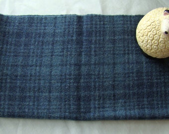 Blueberry Plaid, blue plaid mill dyed fat 1/4 yard 100% wool for rug hooking, applique, penny rugs, quilting