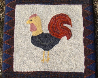 Rooster Rug Hooking PATTERN on Monks Cloth or Unbleached Primitive Linen
