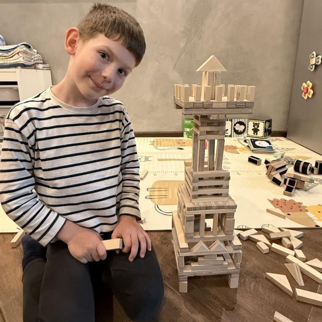 Wooden Construction Set for Kids From 5 Years Old: Eco-friendly Birch ...