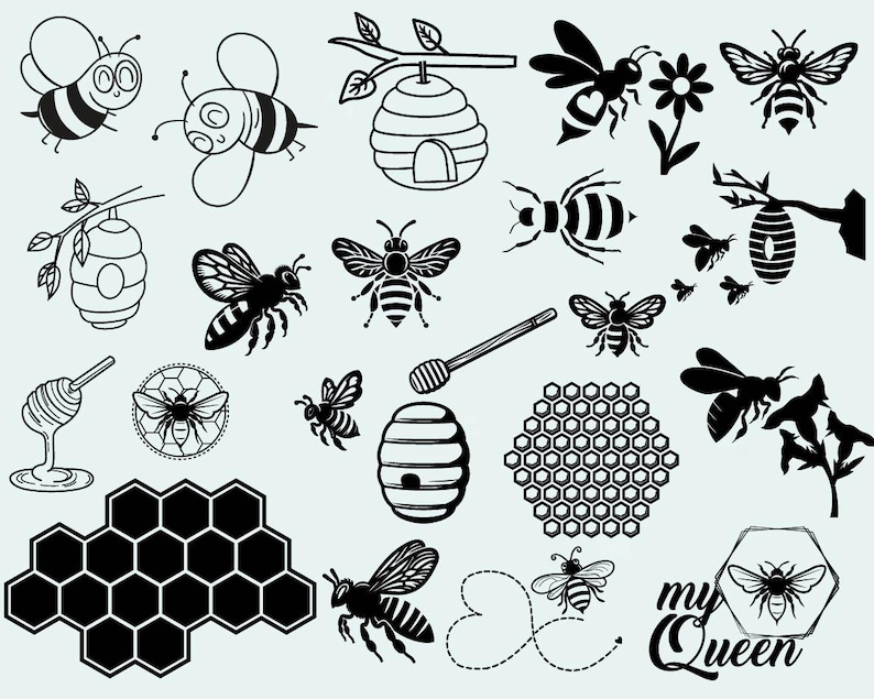 Bee SVG Bundle: Honeycomb, Queen Bee Clipart (digital Download) - Etsy