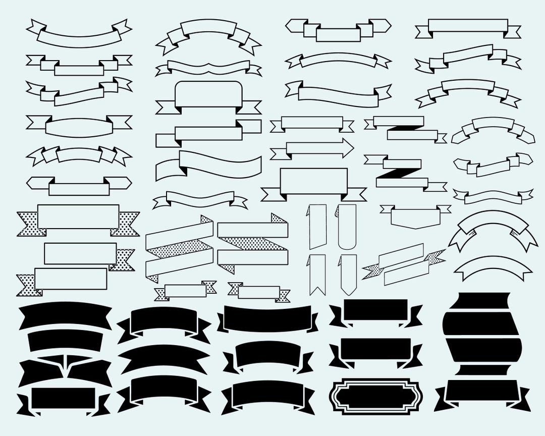 Layered Ribbon Svg Banner SVG Bundle: Layered Ribbon Files for Cricut, Silhouette (digital ...