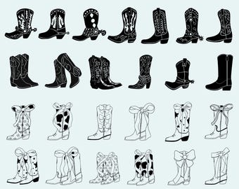 Cowboy Boots SVG Bundle: Western Cut Files (Digital Download)