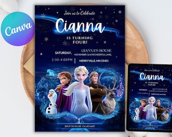 Frozen Birthday Invitation | Elsa Princess Party, Editable Template (Digital)