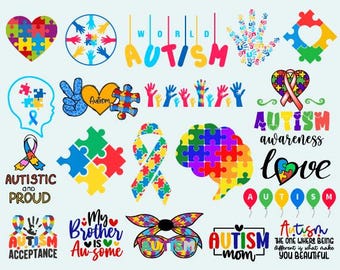 Autism Awareness SVG-paket: Pusseldesigner för Cricut (digital nedladdning)