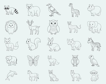 Safari Animals Outline SVG Bundle: Jungle Animal Cut Files
