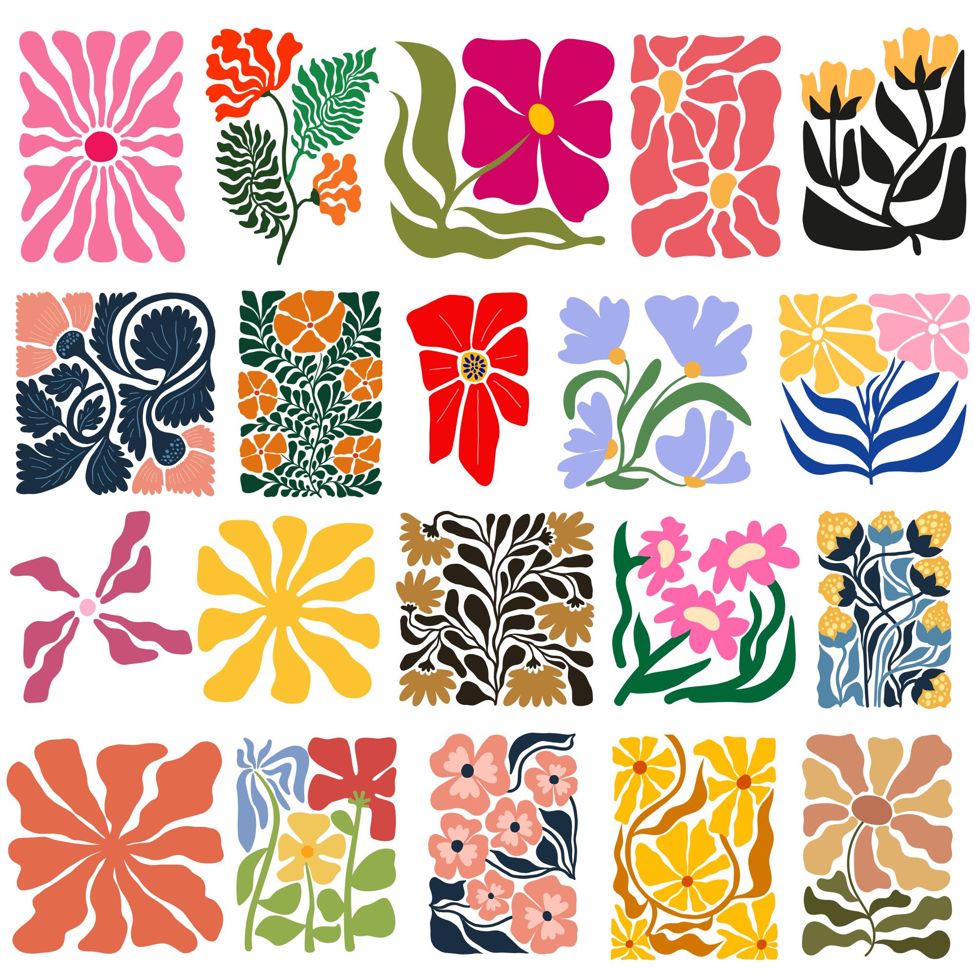 Vector Abstract Svg Flowers Abstract Flower SVG Bundle, Retro Floral PNG, Groovy Designs (digital ...