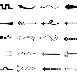 SVG-bundel pijl: handgetekende en geometrische ontwerpen (digitale download)