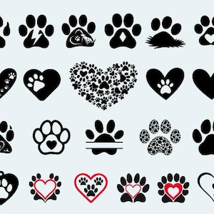 Heart Paw svg Bundle, Paw Print svg Bundle, Dog Paw svg, Custome Heart Paw svg, Dog Paw Cut File For Cricut svg, Paw svg, Digital Download