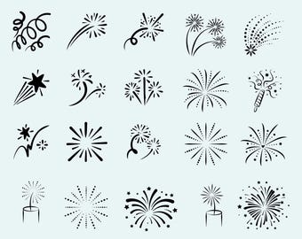 花火のSVG/PNGバンドル、愛国的なクリップアート（デジタルダウンロード）