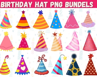 Paquete de imágenes SVG de gorros de fiesta de cumpleaños, imágenes prediseñadas (descarga digital)
