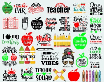 Lärare SVG-paket: Skola, citat, blyertsdesign (digital nedladdning)