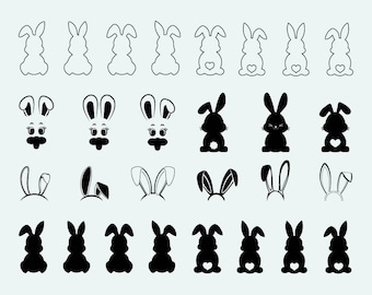 Bunny SVG Bundle: Rabbit Clipart, Cut Files for Cricut (Digital Download)