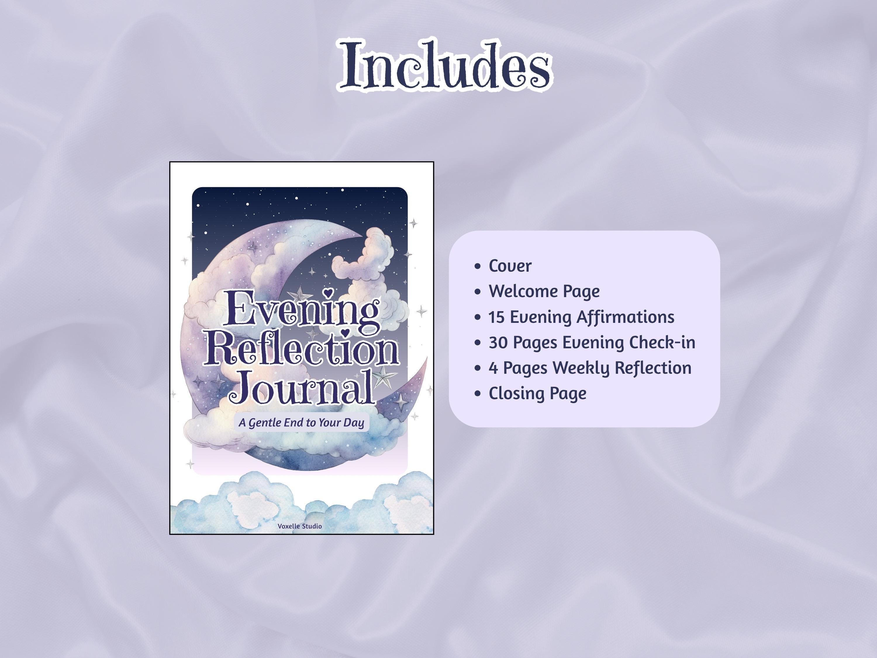 Evening Reflection Journal Printable: Gratitude, Self-care (A4 & US ...